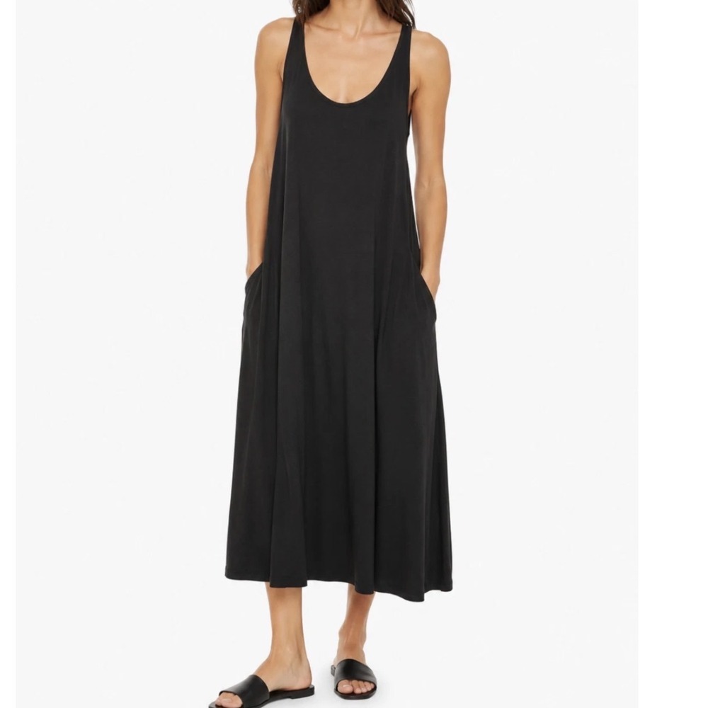 Eileen Fisher Racerback Midi Swing Dress Pockets Stretch Women Medium